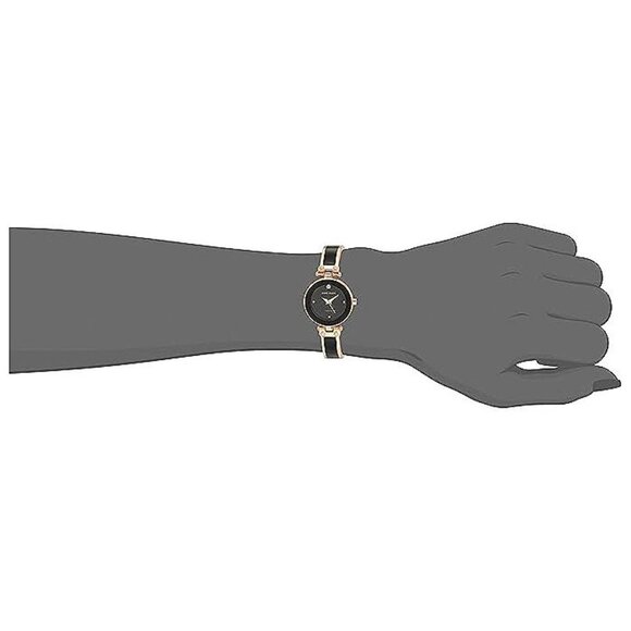 Women's Genuine Diamond Dial Bangle Watch Black/Rose Gold - Picture 2 of 4